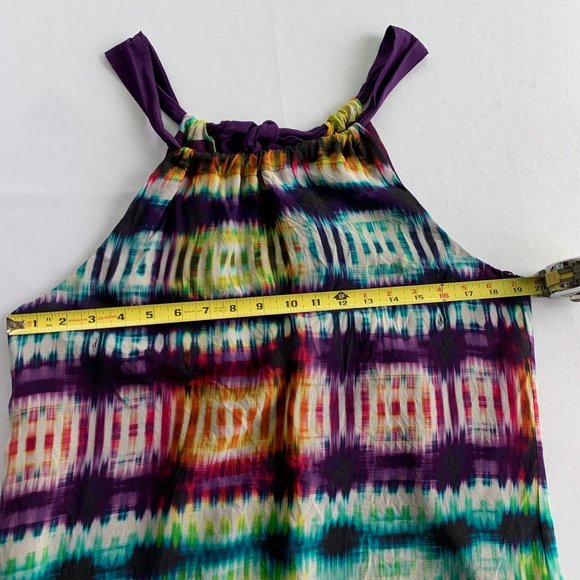 Trina Turk silk halter shift. Fully adjustable tie back. Fully lined. Multicolor - Picture 6 of 14